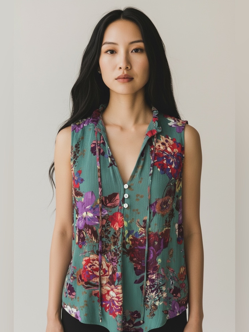 Pink Clover Sleeveless Floral Top